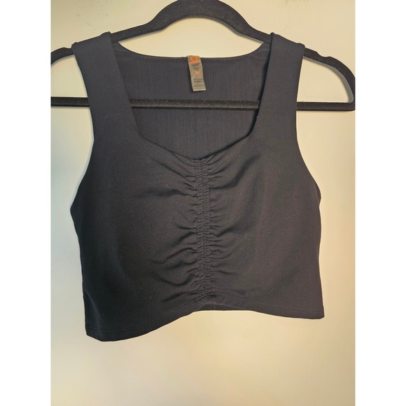 Mono B Tops - [Athleisure] Mono B Ruched Front Crop Top Womens Size M Black Workout Tank